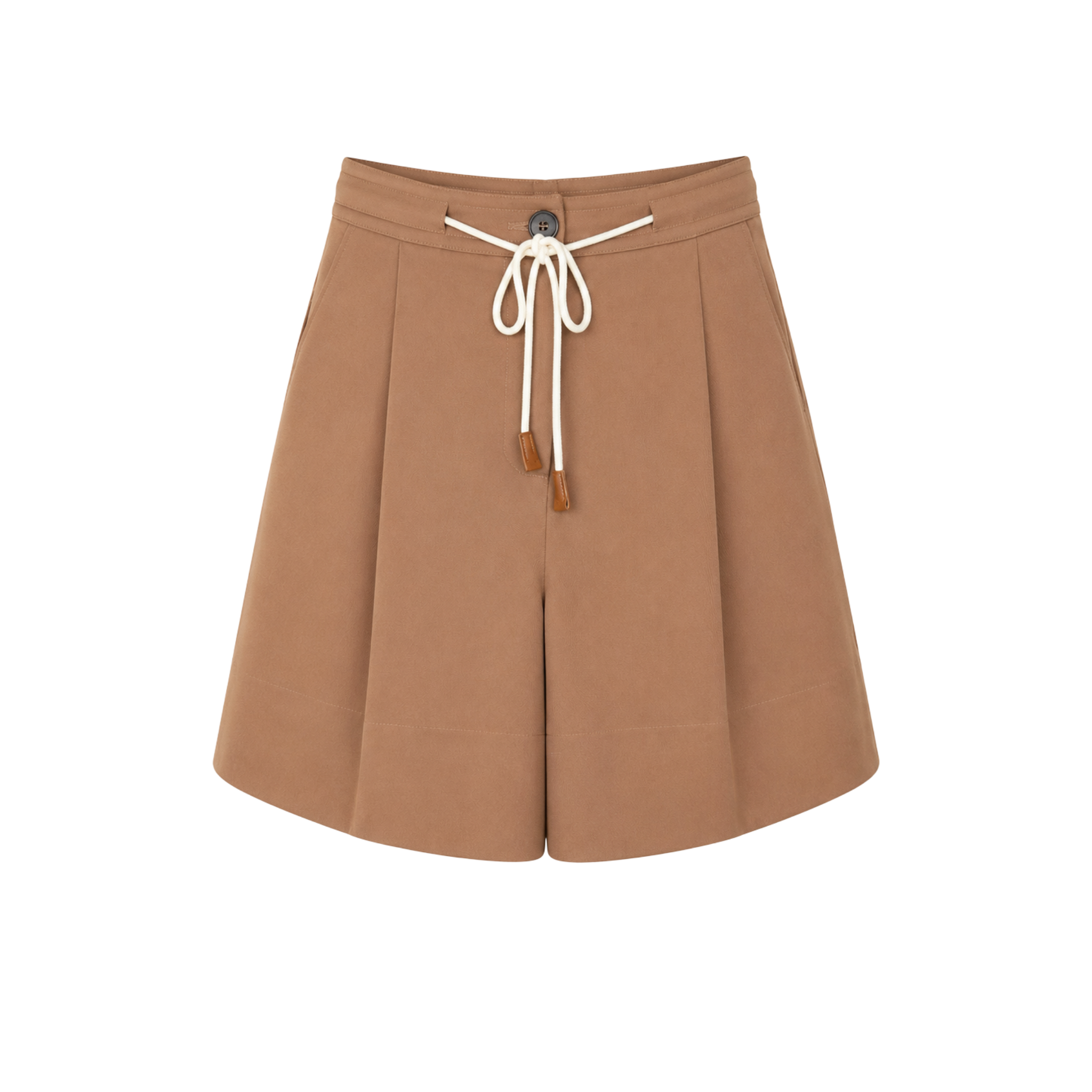BELİ BAĞCIK DETAY COTTON ŞORT CAMEL