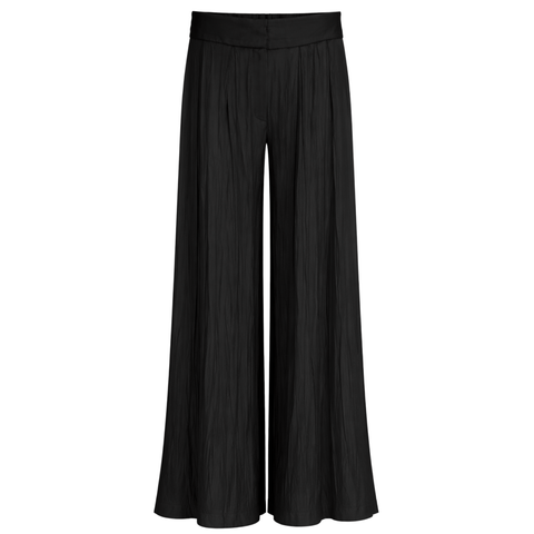 CRUSH EFEKTLİ YÜKSEK BEL RAHAT KESİM PANTOLON SİYAH