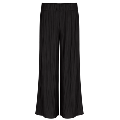 CRUSH EFEKTLİ YÜKSEK BEL RAHAT KESİM PANTOLON SİYAH