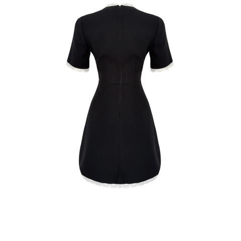 DÜĞME DETAY DANTEL BİYELİ ELBİSE SİYAH