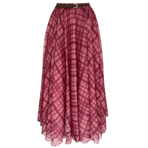 EKOSE DESEN KEMER DETAY ŞİFON ETEK