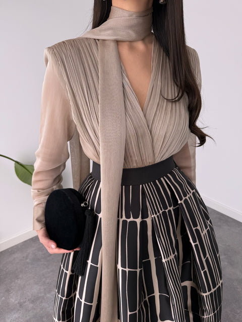 KRUVAZE MODEL DRAPELİ BODYSUİT VİZON