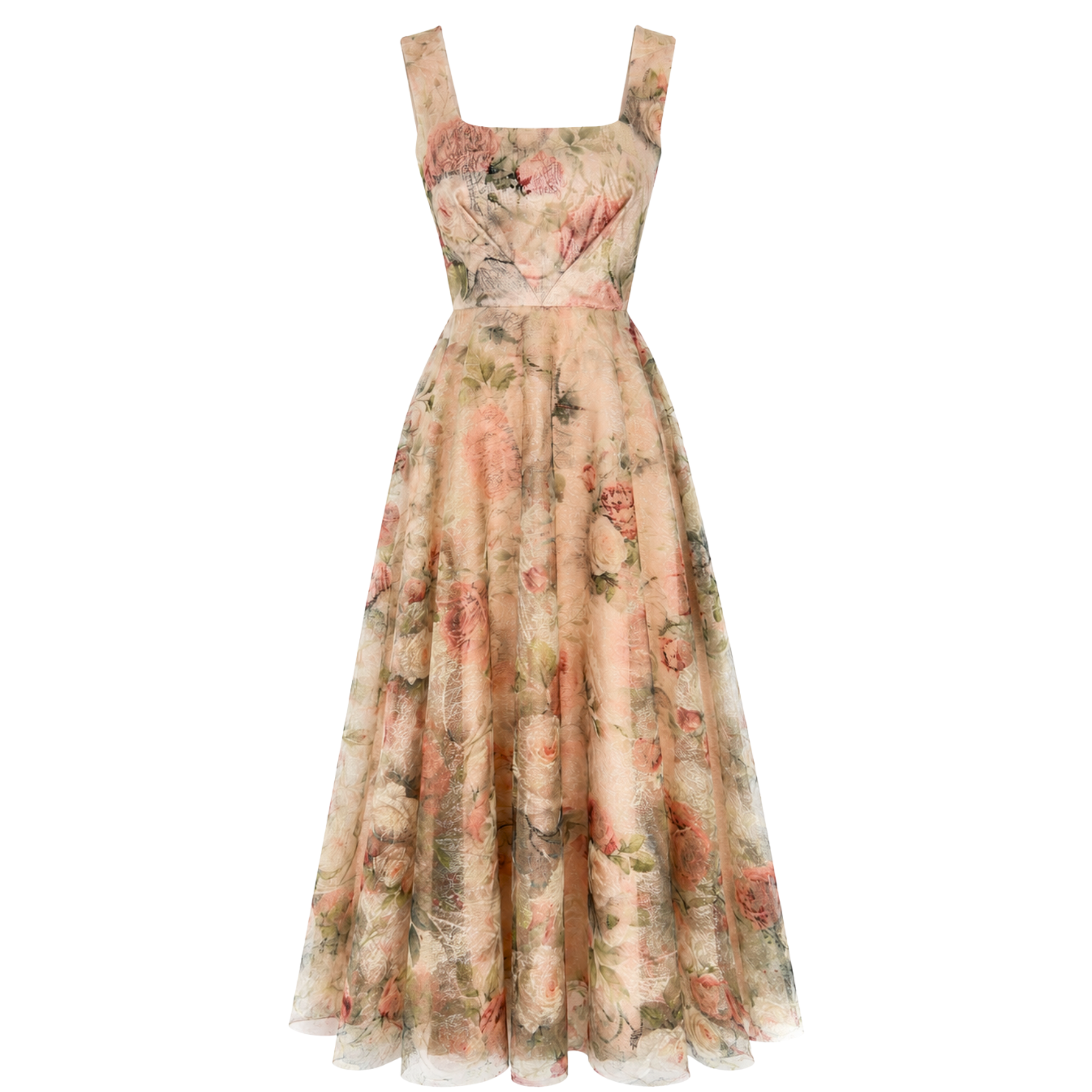 FLORAL DESEN KLOŞ MODEL JAKARLI ELBİSE