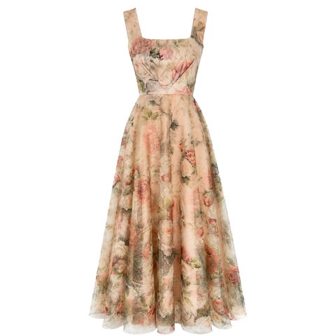 FLORAL DESEN KLOŞ MODEL JAKARLI ELBİSE