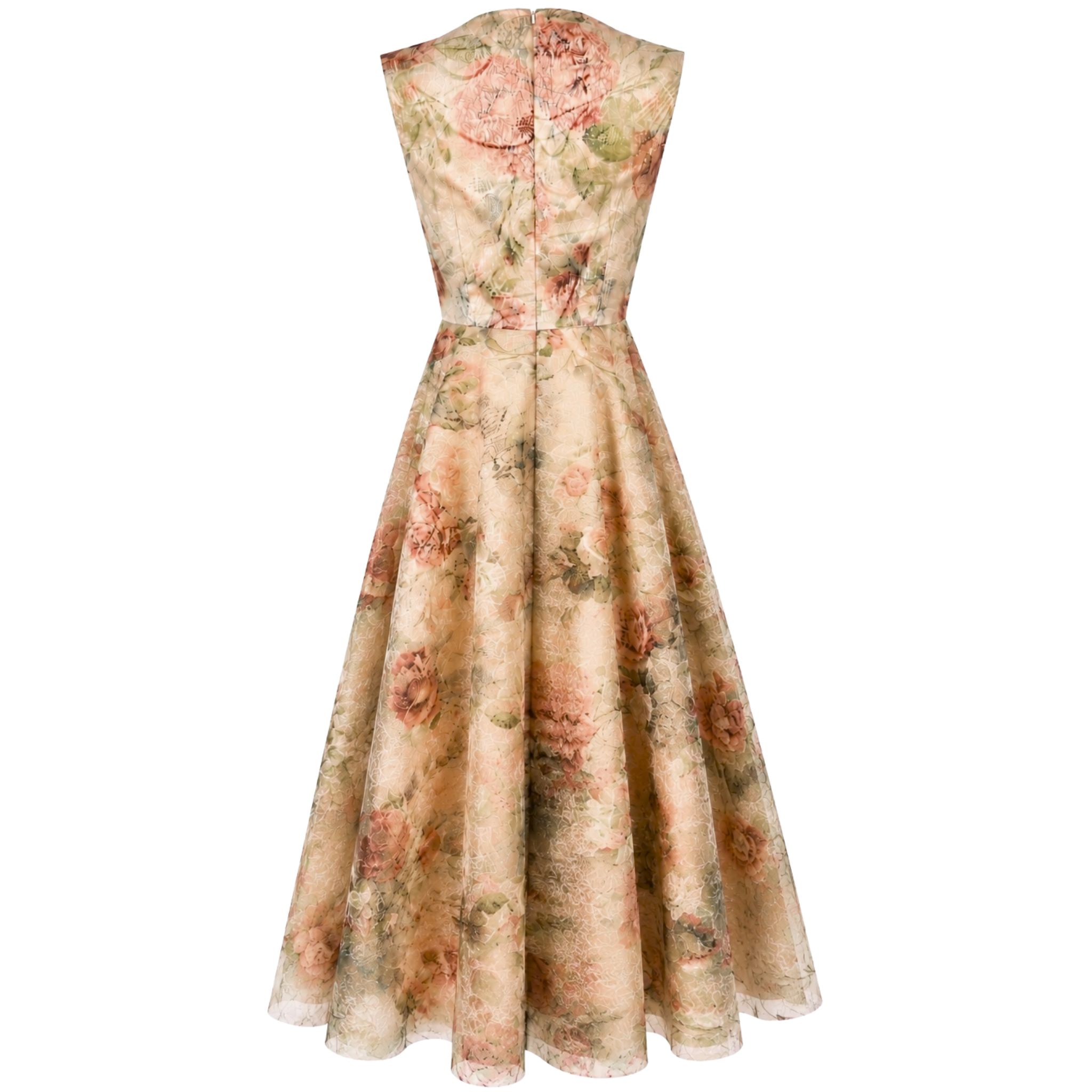 FLORAL DESEN KLOŞ MODEL JAKARLI ELBİSE