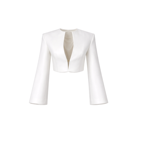 HOLLY YAKA DETAY KISA CEKET EKRU