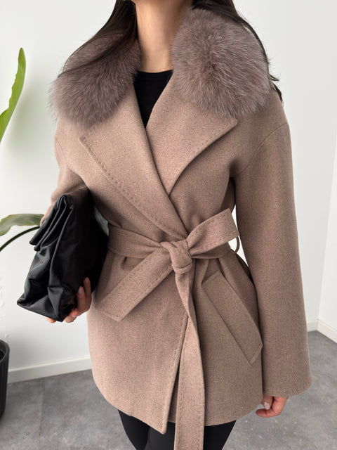 ÇIKARILABİLİR KÜRKLÜ KRUVAZE MODEL KABAN VİZON