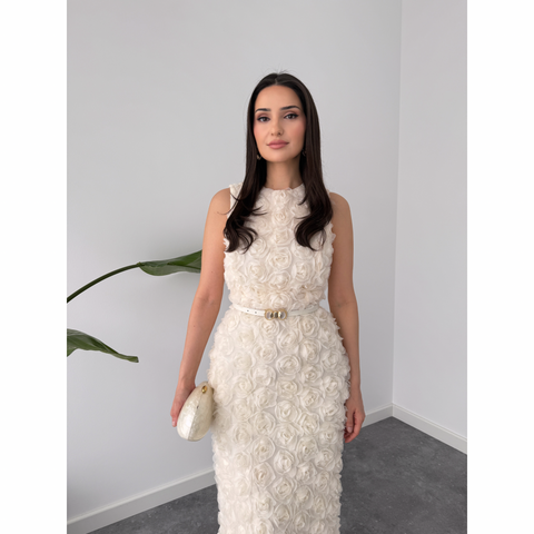 ROSALİE TASARIM ELBİSE EKRU