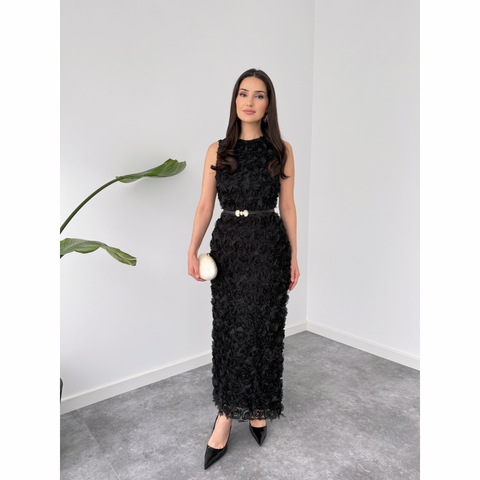 ROSALİE TASARIM ELBİSE SİYAH