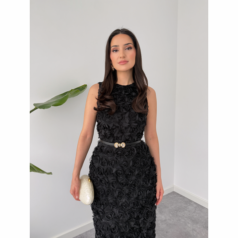 ROSALİE TASARIM ELBİSE SİYAH