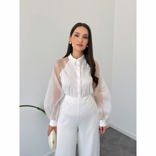 SHERRİ NAKIŞ DETAY PAMUK SATEN GÖMLEK