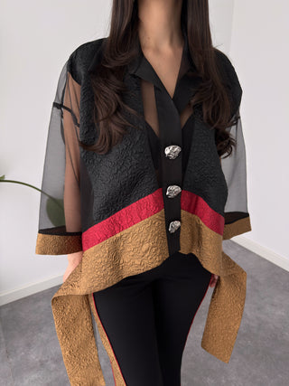 TRANSPARAN GÖMLEKLİ KUMAŞ MİX TAKIM SİYAH