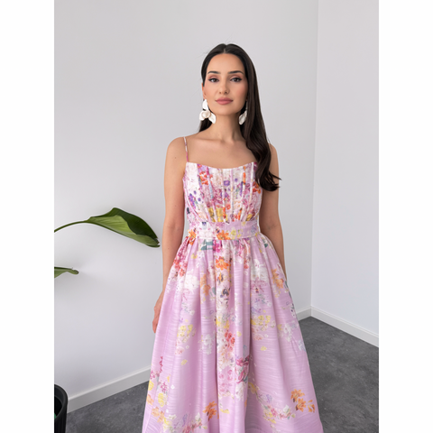 CHLOE FLORAL DESEN ELBİSE PEMBE