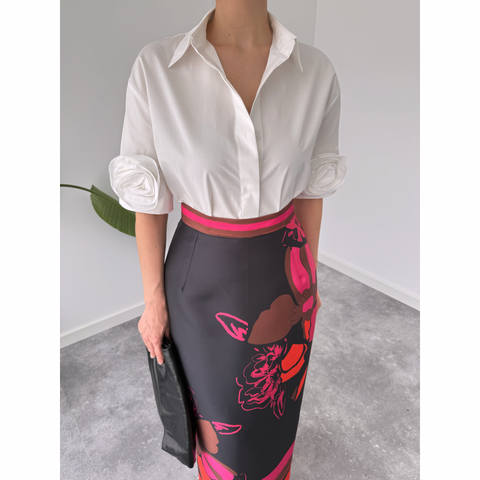 ROSE COTTON ROSE DETAIL SHIRT ECRU