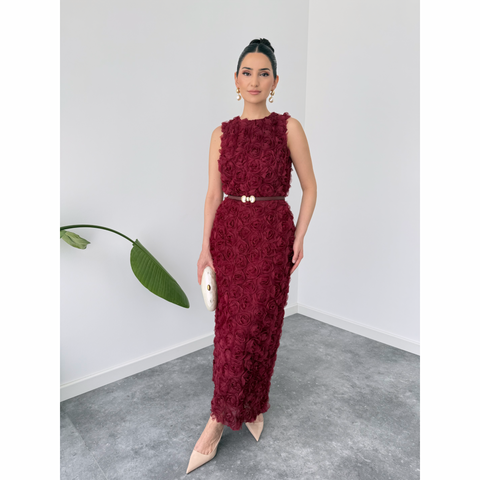ROSALİE TASARIM ELBİSE BORDO