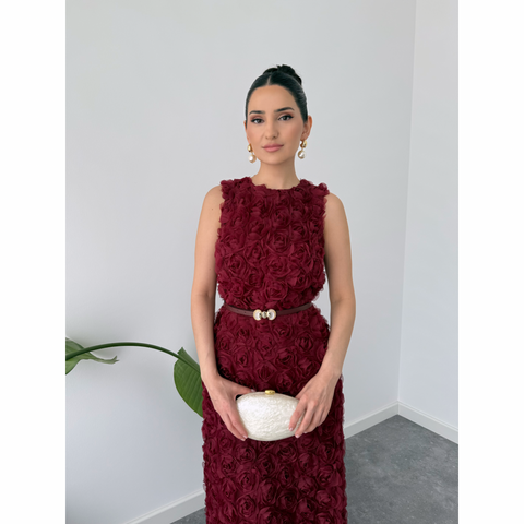 ROSALİE TASARIM ELBİSE BORDO