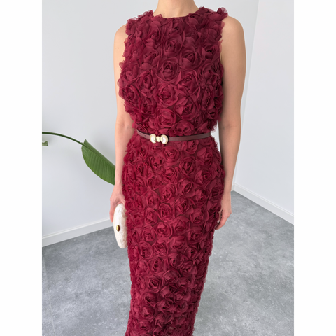 ROSALİE TASARIM ELBİSE BORDO