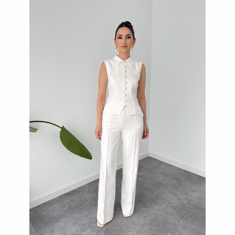 HONEY GOLD DÜĞME DETAYLI TAKIM EKRU