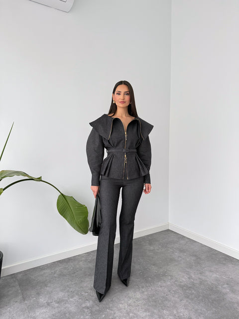 JANE FLARE DENİM PANTOLON GRİ