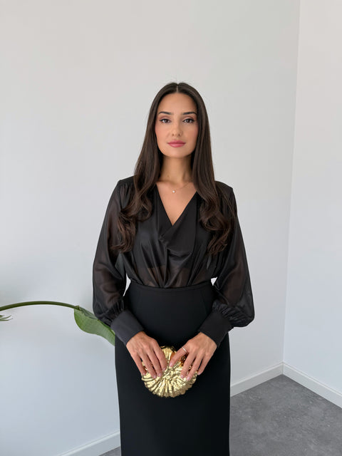 DEGAJE YAKA TRANSPARAN BLUZ