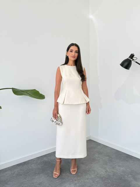 MONİCA PEPLUM BLUZ EKRU