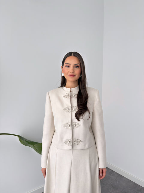 KAİ NAKIŞ DETAY KISA CEKET TAŞ