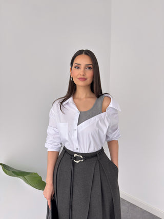 YAKASI ASİMETRİK ATLET MİX COTTON GÖMLEK