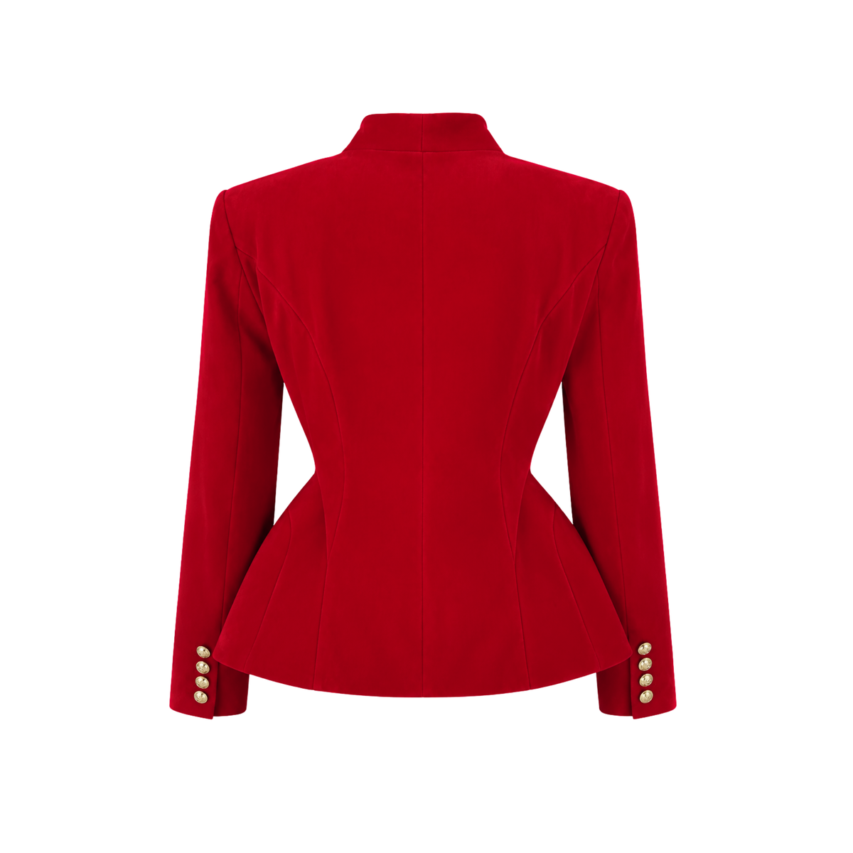 GOLD DÜĞMELİ KADİFE PEPLUM CEKET KIRMIZI