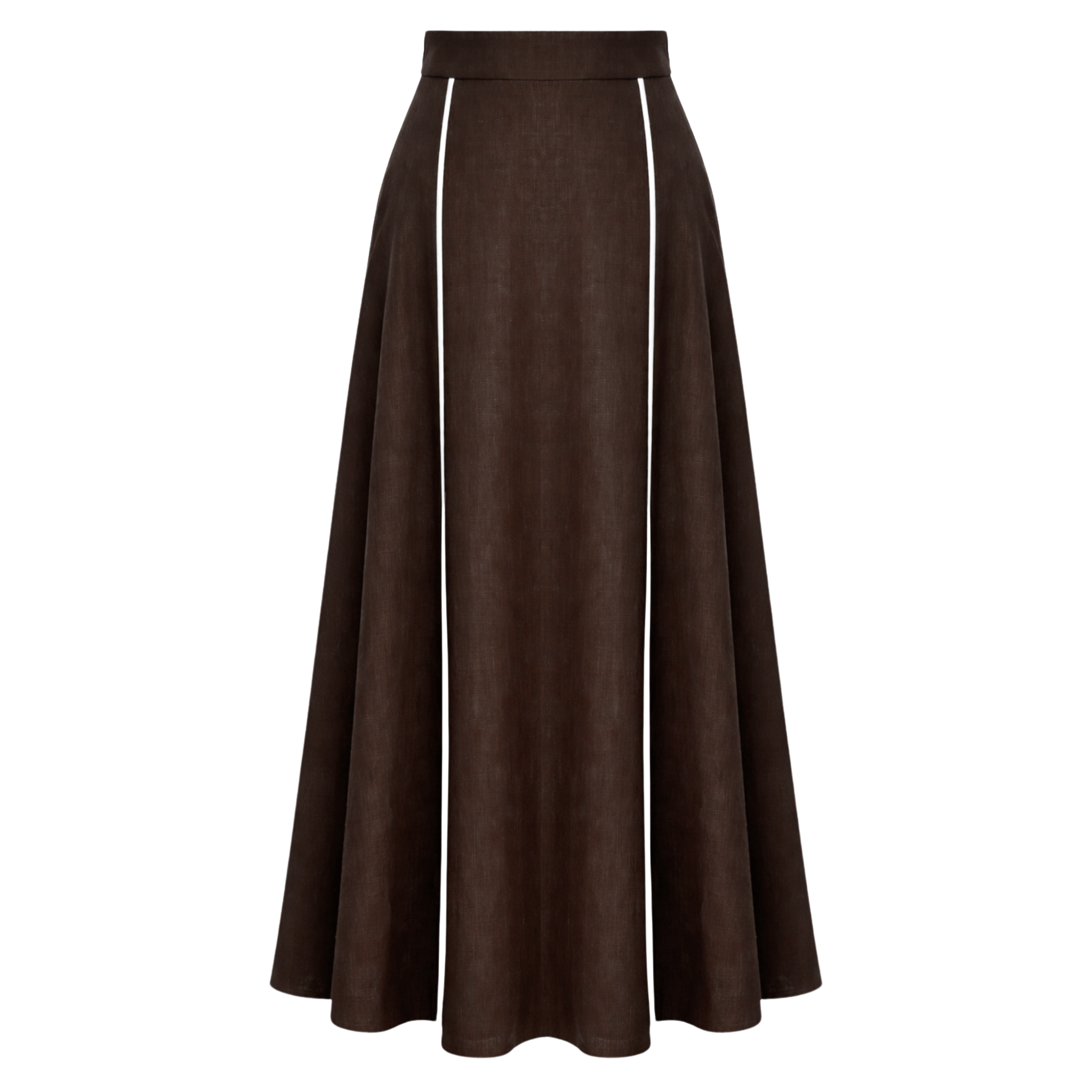 KONTRAST BİYE DETAY %100 KETEN TAKIM KAHVE