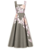 KARE YAKA FLORAL DESEN ELBİSE HAKİ