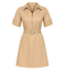 CEP DETAY KEMERLİ COTTON ELBİSE CAMEL