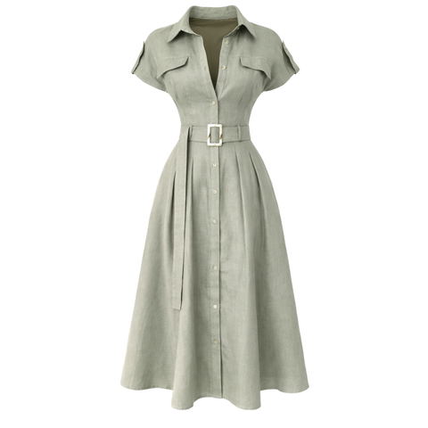 KEMER DETAY %100 KETEN ELBİSE HAKİ