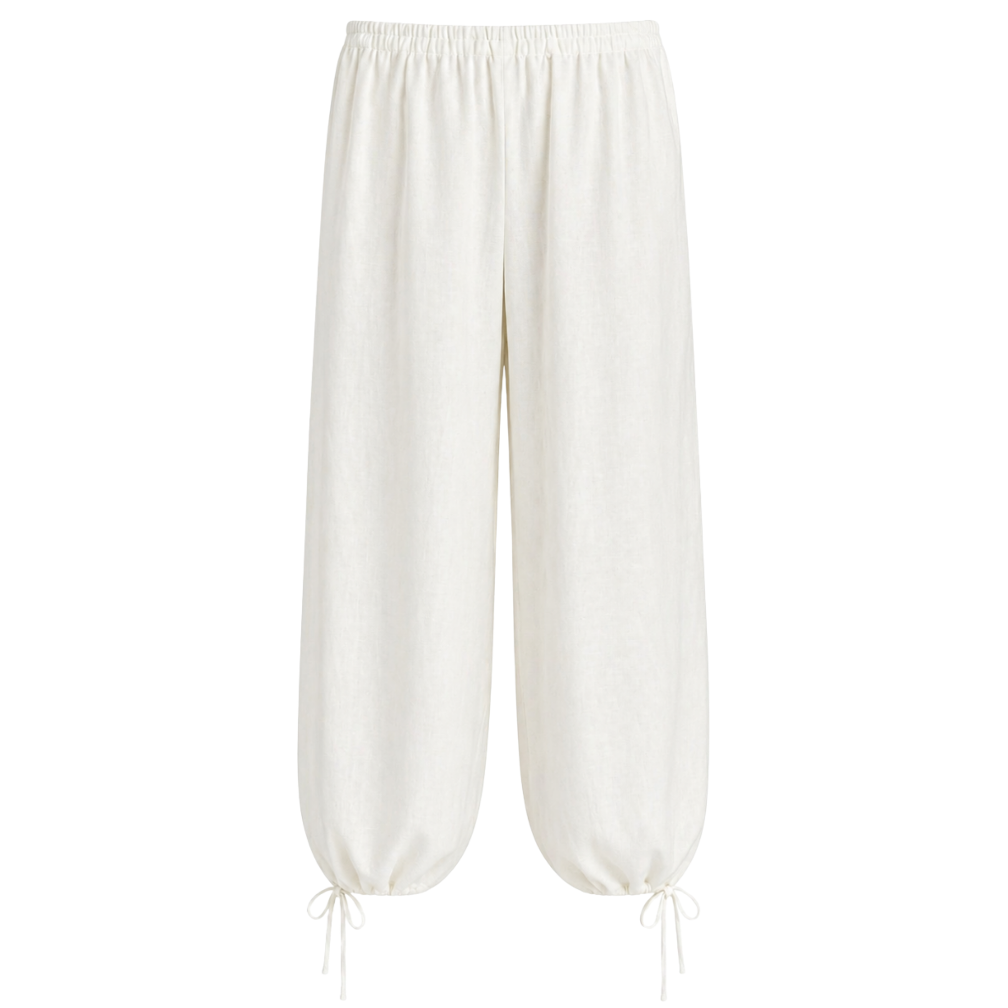 PAÇA DETAY %100 KETEN PANTOLON BEYAZ