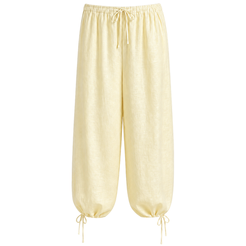 PAÇA DETAY %100 KETEN PANTOLON SARI