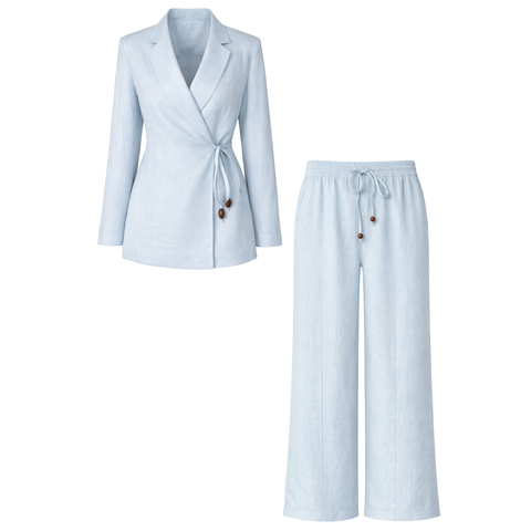 KRUVAZE KAPAMA %100 KETEN TAKIM BEBE MAVİ