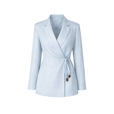 KRUVAZE KAPAMA %100 KETEN TAKIM BEBE MAVİ