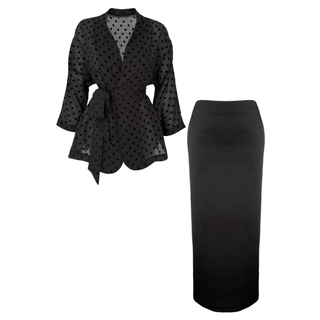 KİMONO VE KALEM ETEK TAKIM SİYAH