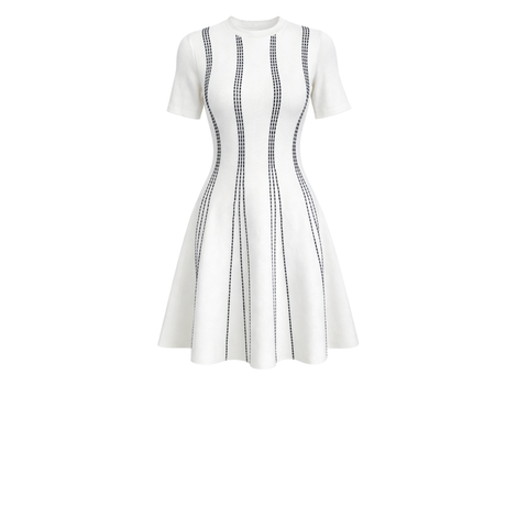 KLOŞ MODEL MERSERİZE TRİKO ELBİSE BEYAZ LACİVERT