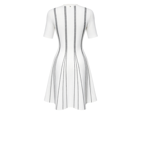 KLOŞ MODEL MERSERİZE TRİKO ELBİSE BEYAZ LACİVERT