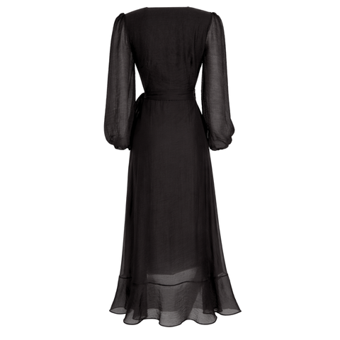 YARI TRANSPARAN KRUVAZE ELBİSE SİYAH