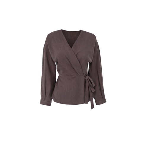 KRUVAZE MODEL TENCEL BLUZ KAHVE