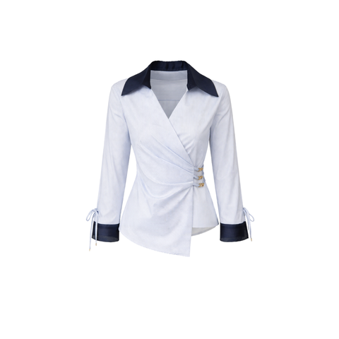 KRUVAZE MODEL ÇİZGİLİ COTTON GÖMLEK MAVİ