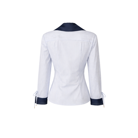 KRUVAZE MODEL ÇİZGİLİ COTTON GÖMLEK MAVİ