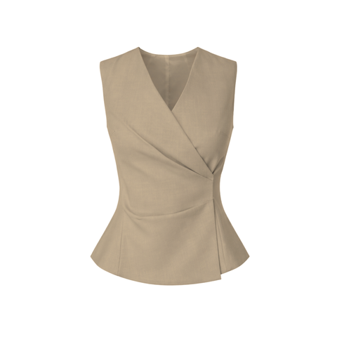 KRUVAZE MODEL YELEKLİ TAKIM BEJ