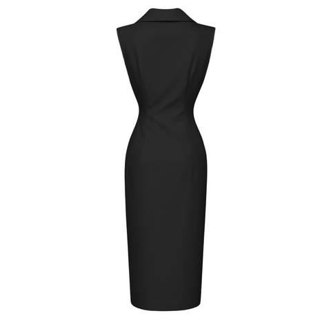 KRUVAZE KAPAMA CEKET YAKA ELBİSE SİYAH