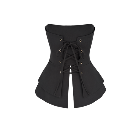 KUŞ GÖZÜ DETAY BÜSTİYER SİYAH