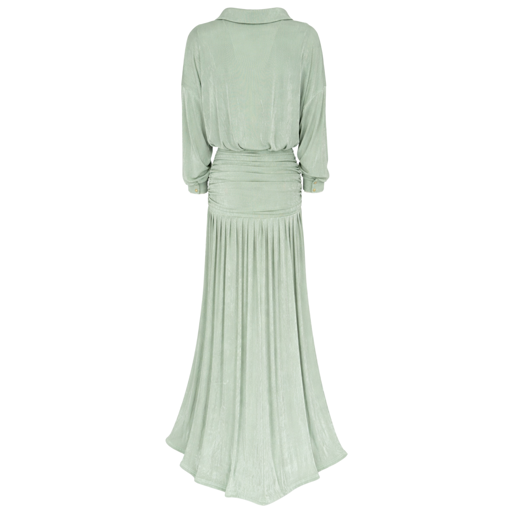 MAKSİ BOY DRAPE DETAY ELBİSE MİNT