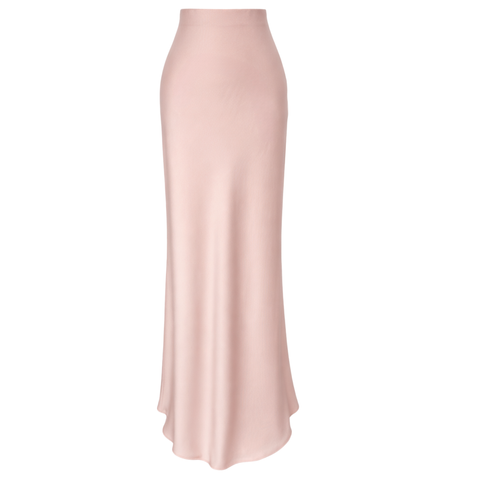 BELİ LASTİKLİ MAKSİ BOY SATEN ETEK PEMBE