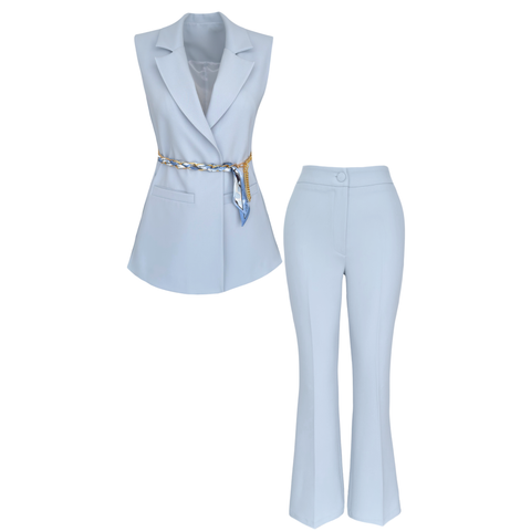 BELİ ZİNCİR AKSESUARLI TAKIM MAVİ