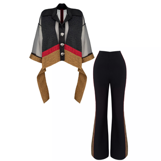 TRANSPARAN GÖMLEKLİ KUMAŞ MİX TAKIM SİYAH